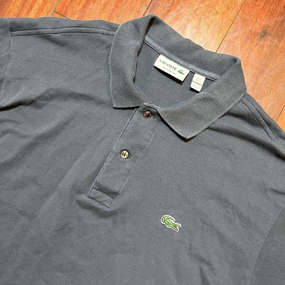 Lacoste Polo Shirt Mens XL 6 Navy Blue Classic Fit Preppy Casual Crocodile Logo